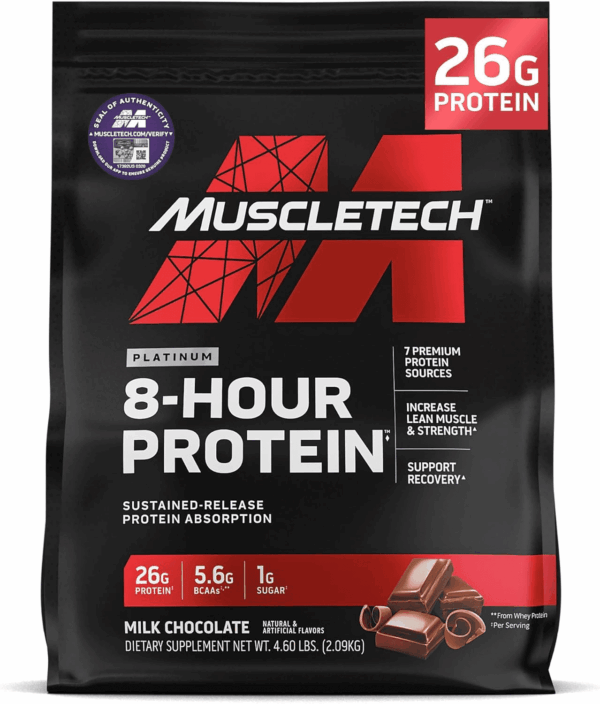 Platinum 8-Hour Protein Powder - 7 Premium Protein Sources with Whey & Casein Protein for Increased Lean Muscle, Strength & Improved Recovery - Milk Chocolate, 50 Servings