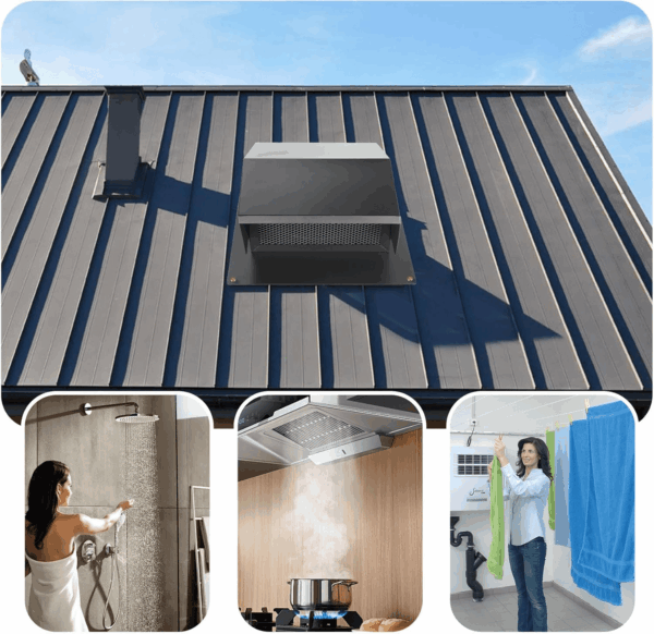8 Inch Roof Vent Cover,Removable Roof Vent,Iron Roof Vent for Home Ventilation Systems,Black - Image 7