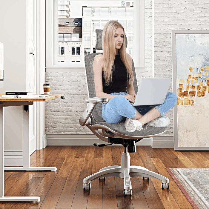 Ergonomic Office Chair, High Back Home Desk Chair with Headrest, Flip-Up Arms, 90-120° Tilt Lock and Wide Cushion, 400LBS Mesh Chairs for Man Woman, White Task Chair(Dark Grey,Gy01Wdg) - Image 2