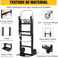 2025 New Upgrade Hand Truck Dolly Heavy Duty 660Lbs Capacity,3 in 1 Folding Hand Truck with Telescoping Handles and Rubber Wheels,Portable Dolly Cart with Brakes and Bungee Cords for Moving - Image 4