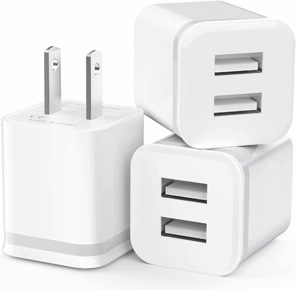USB Wall Charger,  3-Pack 2.1A 5V Dual Port Cube Power Adapter Plug Block Charging Box Brick for Iphone 13 12 11 Pro Max SE XS XR X 8 7 6 6S Plus, Galaxy, LG, Moto, Android Phones