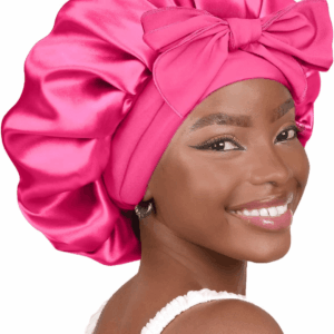 Silk Bonnet for Sleeping Women Satin Bonnet Double Layer Satin Lined Hair Bonnet with Tie Band Curly Hair