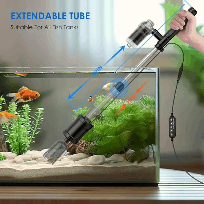 36W Fish Tank Vacuum Gravel Cleaner Electric: Aquarium Vacuum Gravel Cleaner with Strong Suction for Automatic Water Change Algae Cleaner Sand Wash Water Circulation and Water Shower, Timed Off - Image 5