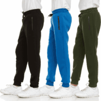 3Pk Boys Sweatpants Fleece Athletic Workout Kids Clothes Boys Joggers with Zipper Pocket and Drawstring Size 4-20