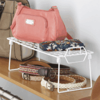 Wire Grid Stacking Shelf Medium, 7"D X 18"W X 7"H, White - Image 2