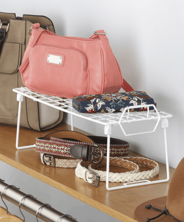 Wire Grid Stacking Shelf Medium, 7"D X 18"W X 7"H, White - Image 2
