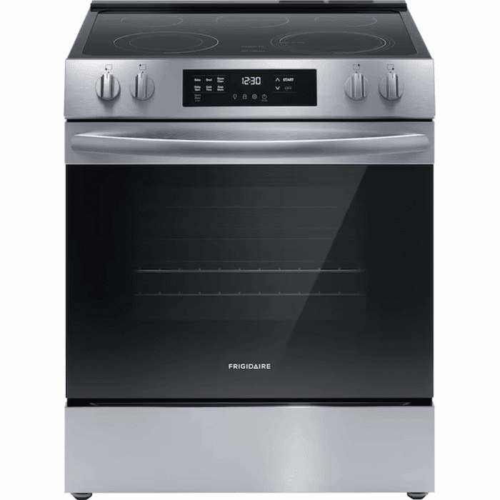 30-In Glass Top 5 Burners 5.3-Cu Ft Slide-In Electric Range Stainless Steel )