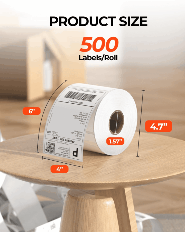 Thermal Direct Shipping Labels, 4X6 Labels for Thermal Printer, 500 Sheets/1 Rolls, Commercial Grade - Image 2