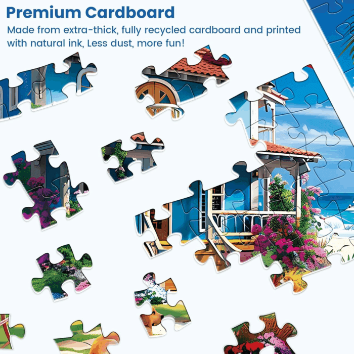 300 Pieces Puzzle for Adults | Beach House Puzzle | Recycled Cardboard Large Piece Jigsaw Puzzles 300 Pieces | Challenging Game Home Decor Birthday Party Gift Toy for Adults Kids Seniors 20.5*15 Inch - Image 3