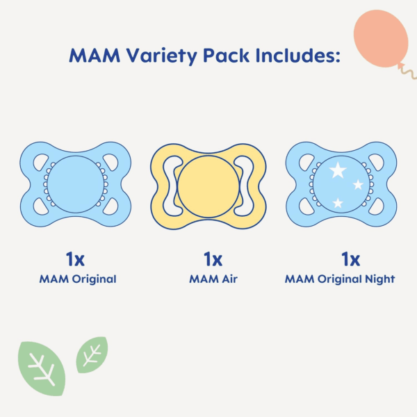 Variety Pack Baby Pacifier, Includes 3 Types of Pacifiers, Nipple Shape Helps Promote Healthy Oral Development, 3 Pack, 0-6 Months, Girl - Image 2