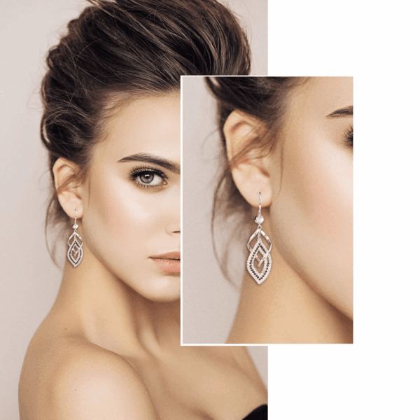 Dangle Earrings for Women, 925 Sterling Silver Handmade Linear Swirl Wire Bohemian Boho 14K Gold Diamonds Earrings Hypoallergenic Fashion Jewelry Gifts for Women (Rose Gold) - Image 4