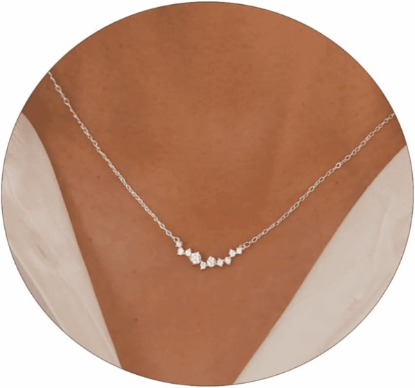 CZ Diamond Necklace for Women Dainty Square Cubic Zirconia Splints Solitaire Pendant Necklace for Women 14Kgold/Silver Plated Different Width Square CZ Pendant Necklaces Simulated Diamond Bridesmaid Jewelry for Women