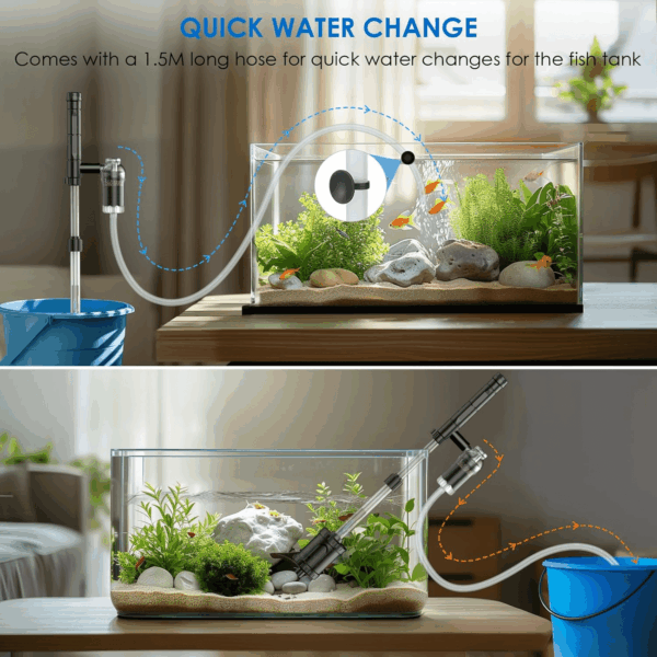 36W Fish Tank Vacuum Gravel Cleaner Electric: Aquarium Vacuum Gravel Cleaner with Strong Suction for Automatic Water Change Algae Cleaner Sand Wash Water Circulation and Water Shower, Timed Off - Image 3