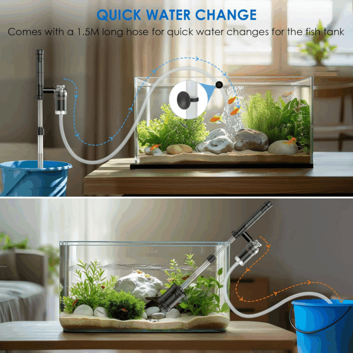 36W Fish Tank Vacuum Gravel Cleaner Electric: Aquarium Vacuum Gravel Cleaner with Strong Suction for Automatic Water Change Algae Cleaner Sand Wash Water Circulation and Water Shower, Timed Off - Image 3