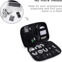 Electronics Organizer Travel Case, Small Cord Bag, Tech Organizer as Travel Accessories for Men Women, Cable Essentials for Phone, SD Card, Black - Image 2