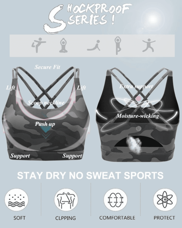 Sports Bras for Women,Padded Sports Bra Tank Top Sexy Crisscross Back High Impact Longline Workout Yoga Bra - Image 4