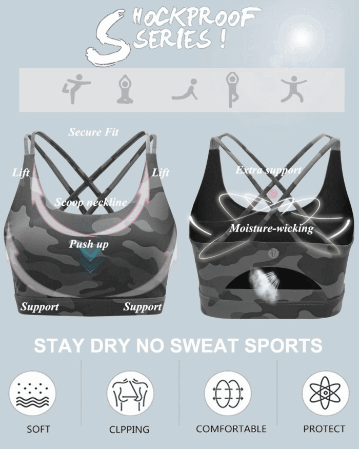 Sports Bras for Women,Padded Sports Bra Tank Top Sexy Crisscross Back High Impact Longline Workout Yoga Bra - Image 4