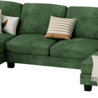 Sectional Couches for Living Room, U Shaped Couch with Chenille Fabric, 4 Seat Modern Sofa with Removable Pillows for Apartment and Small Space (Fabric, Green) - Image 7
