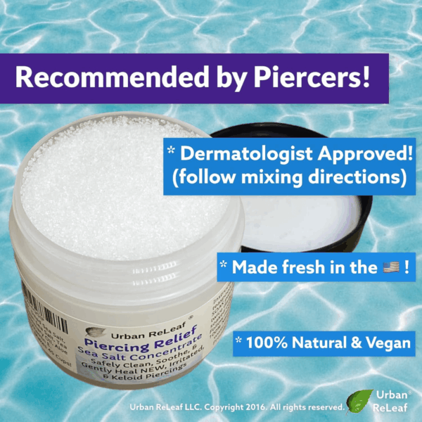 PIERCING RELIEF Sea Salt Concentrate AFTERCARE ! Safely Clean, Soothe & Gently Calm New Irritated & Keloid Bump Piercings. Effective Non-Iodized Dead Sea Salt, Tea Tree Rosemary - Image 6