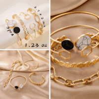 6 PACK (24 PCS) Boho Gold Chain Bracelets Set for Women, 14K Gold Plated Multiple Layered Stackable Open Cuff Wrap Bangle Adjustable Link Italian Cuban Jewelry for Women Gift - Image 4