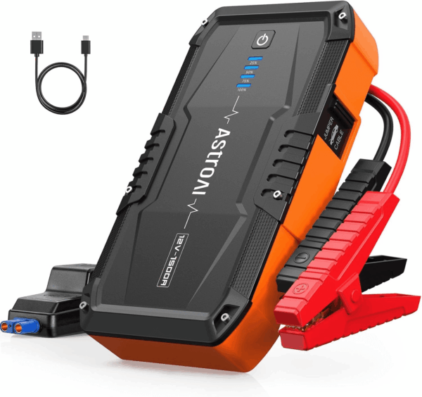 S8 Car Battery Jump Starter, 1500A Peak Car Jumper Starter Battery Pack for up to 6.0L Gas & 3.0L Diesel Engines, 12V Portable Jump Box with 3 Modes Flashlight and Jumper Cable (Orange)