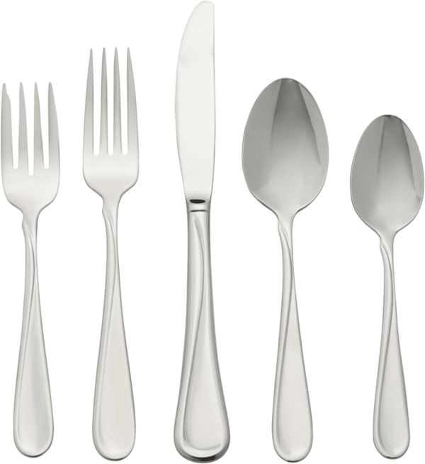 Flight 65 Piece Everyday Flatware, Service for 12, 18/0 Stainless Steel, Silverware Set, Dishwasher Safe