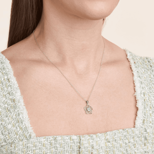 Genuine or Created Gemstone Birthstone Flower Pendant Necklace with Chain in Sterling Silver, 18" (Previously Amazon Collection) - Image 2