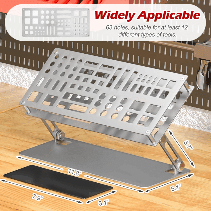 Screwdriver Organizer Holder Screw-Driver Storage Rack for Desktop, Angle and Height Adjustable, Carbon Steel Tool Holding Shelf for Rc Repair, Plier (Silver) - Image 3