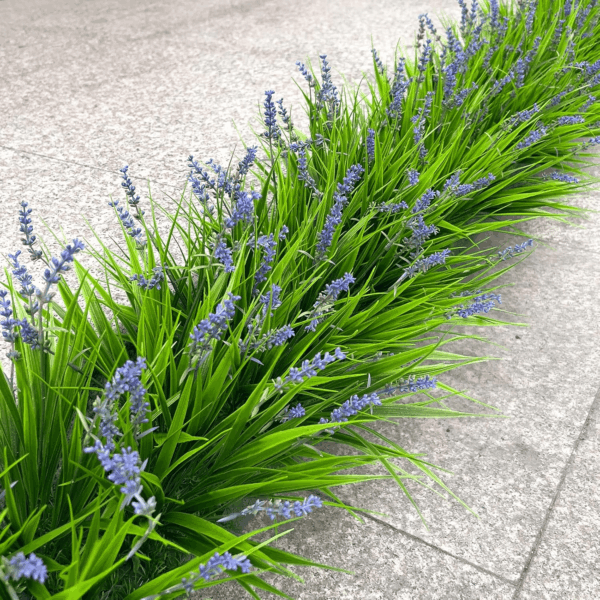 12 Bundles Artificial Plants Outdoor Fake Monkey Grass with Flowers for Pot UV Resistant Plant Decor for Window Garden Patio Hanging Planter Pathway Front Porch (Grass with Flowers) - Image 7