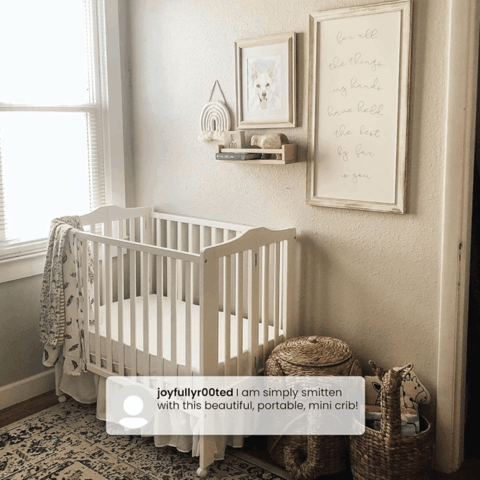 Folding Portable Mini Baby Crib with 1.5-Inch Mattress - Greenguard Gold Certified, White - Image 6