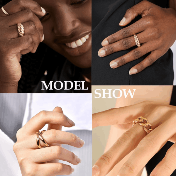 Chunky Gold Stackable Rings Set for Women,Vintage Knuckle Rings Dainty Hollow Carved Joint Finger Midi Rings Pack Adjustable Signet Rings Jewelry Mixed Size - Image 4