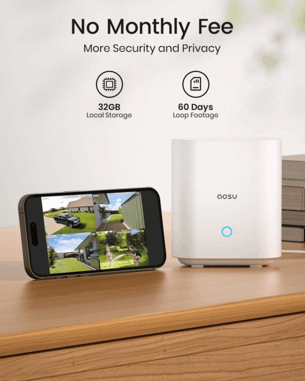 3K/5MP Solar Security Cameras Outdoor Wireless, Ultra HD Video Home Security System 4-Cam Kit with 166° Ultra Wide Angle, Cam-To-Cam Sync, Color Night Vision, Spotlight & Siren, No Monthly Fees - Image 5