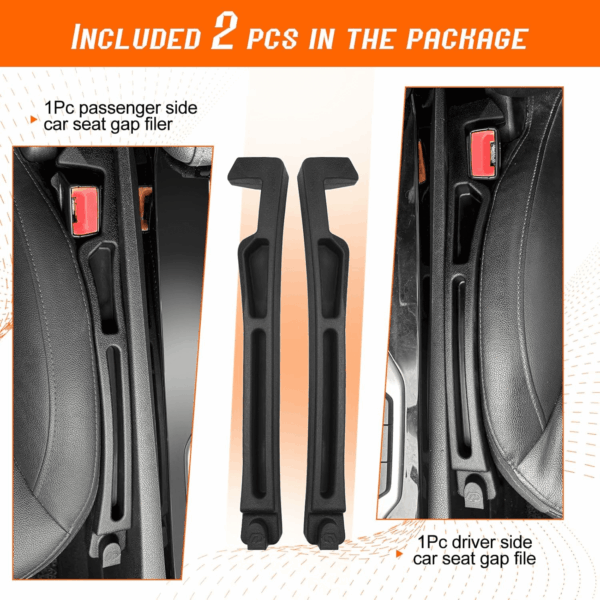Car Seat Gap Filler - Seat Side Gap Filler with Organizer & Hook Prevent Items from Falling Universal Fit Car SUV Truck, Pack of 2 Black - Image 7