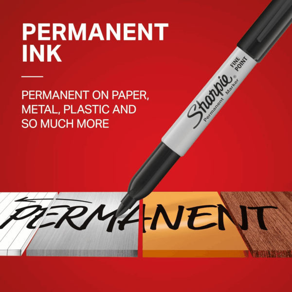 Permanent Markers Set, Quick Drying and Fade Resistant Fine Point Marker for Wood, Plastic, Paper, Metal, and More, Drawing, Coloring, and Poster Marker , Black, 12 Count - Image 4