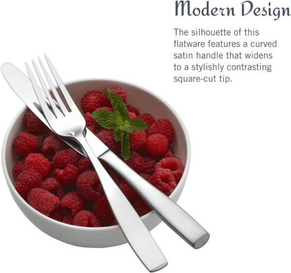 , Satin Loft Flatware Service for 12, 65 Piece Set, 18/10 Stainless Steel, Silverware Set with Serving Utensils - Image 4