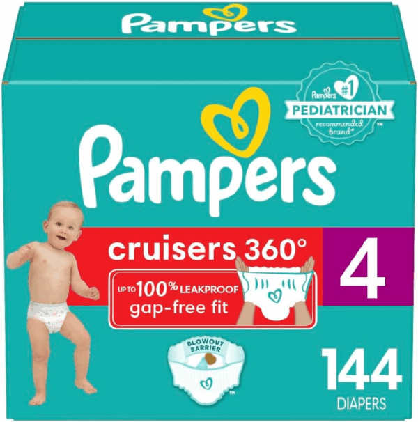Diapers - Cruisers 360 - Size 4, 144 Count, Babyproof up to 100% Leakproof Pull-On Diaper