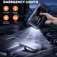 10-In-1 Car Battery Jump Starter with Air Compressor 6000A 160PSI 45W Charger, Jump Starter Jump Box (All Gas 12L Diesel), Car Battery Jumper Starter Portable Jumper Cables, Gloves, Lights - Image 6