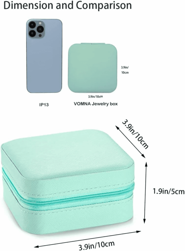 Mini Jewelry Travel Case,Small Jewelry Box,Traveling Jewelry Organizer,Portable Jewellery Storage Holder for Rings Earrings Necklace Bracelet Bangle for Girls Women(Blue - 1 Pack) - Image 7