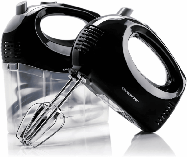 5-Speed Electric Hand Mixer with Stainless Steel Mixing Whisk, Snap-On Storage Case, Portable & Lightweight 150W Motor, Compact Handheld Mixer for Baking, Blending or Cooking, Black HM151B