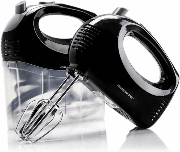 5-Speed Electric Hand Mixer with Stainless Steel Mixing Whisk, Snap-On Storage Case, Portable & Lightweight 150W Motor, Compact Handheld Mixer for Baking, Blending or Cooking, Black HM151B