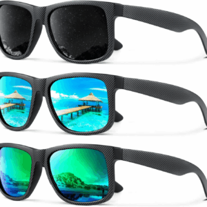 Sunglasses Men Polarized Sun Glasses for Mens Womens Classic Matte Black Frame UV Protection 3Pack