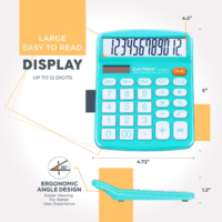 Desktop Calculator 12 Digit with Large LCD Display and Sensitive Button, Solar and Battery Dual Power, Standard Function for Office, Home, School, CD-2786 (Light Blue) - Image 2