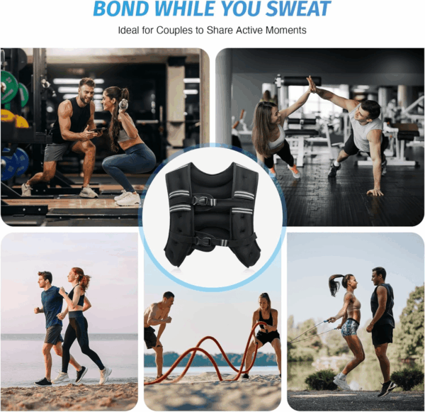 Weighted Vest, 6Lb/8Lb/12Lb/16Lb/20Lb/25Lb/30Lb Weight Vest with Reflective Stripe for Workout, Strength Training, Running, Fitness, Muscle Building, Weight Loss, Weightlifting - Image 4
