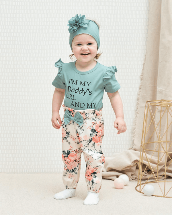 Newborn Infant Baby Girl Clothes Ruffle Romper Toddler Girl Floral Cotton Pant Sets Girls Clothing Outfit - Image 2