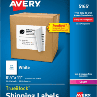 Full-Sheet Printable Shipping Labels, 8.5" X 11" Customizable Stickers, White, 100 Blank Mailing Labels, Great for Mailing, Shipping, Organizing, and More (5165)