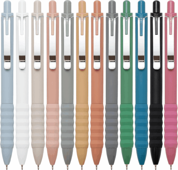 Ballpoint Pens Black Ink Ball Point Pen with Super Soft Grip Medium Point 1.0Mm Office Pens (Silver 12-Count)