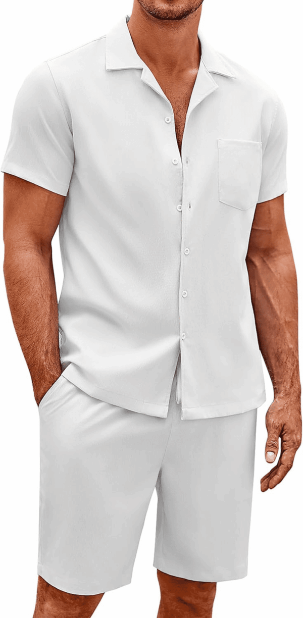 Mens Short Sets 2 Piece Summer Beach Outfits Short Sleeve Shirts and Shorts Sets for Men