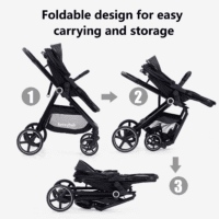 2-In-1 Baby Stroller with Bassinet Mode - Folding Infant Newborn Pram Stroller with Reversible Seat - Toddler Strollers for 0-36 Months Old Babies - Image 6