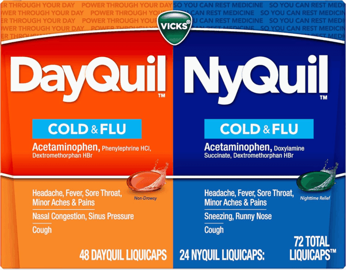 Dayquil & Nyquil Co-Pack, Cold & Flu Medicine, Powerful Multi-Symptom Daytime & Nighttime Relief for Headache, Fever, Sore Throat, Minor Aches & Pains, & Cough, 72Ct - Image 7
