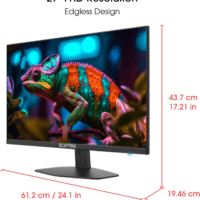 New 27-Inch Gaming Monitor 100Hz 1Ms Displayport HDMI X2 100% Srgb AMD Freesync Build-In Speakers, Eye Care Frameless Machine Black 2024 (E275W-FW100T) - Image 5